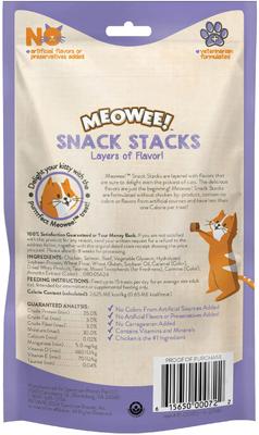 Show full view: Meowee! Snack Stacks Triple Protein with Real Chicken, Salmon & Beef Cat Treats, 1.5-oz bag slide 3 of 10