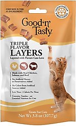 Good 'n' Tasty Triple Flavor Layers with Real Chicken, Salmon & Beef Cat Treats, 3.8-oz bag