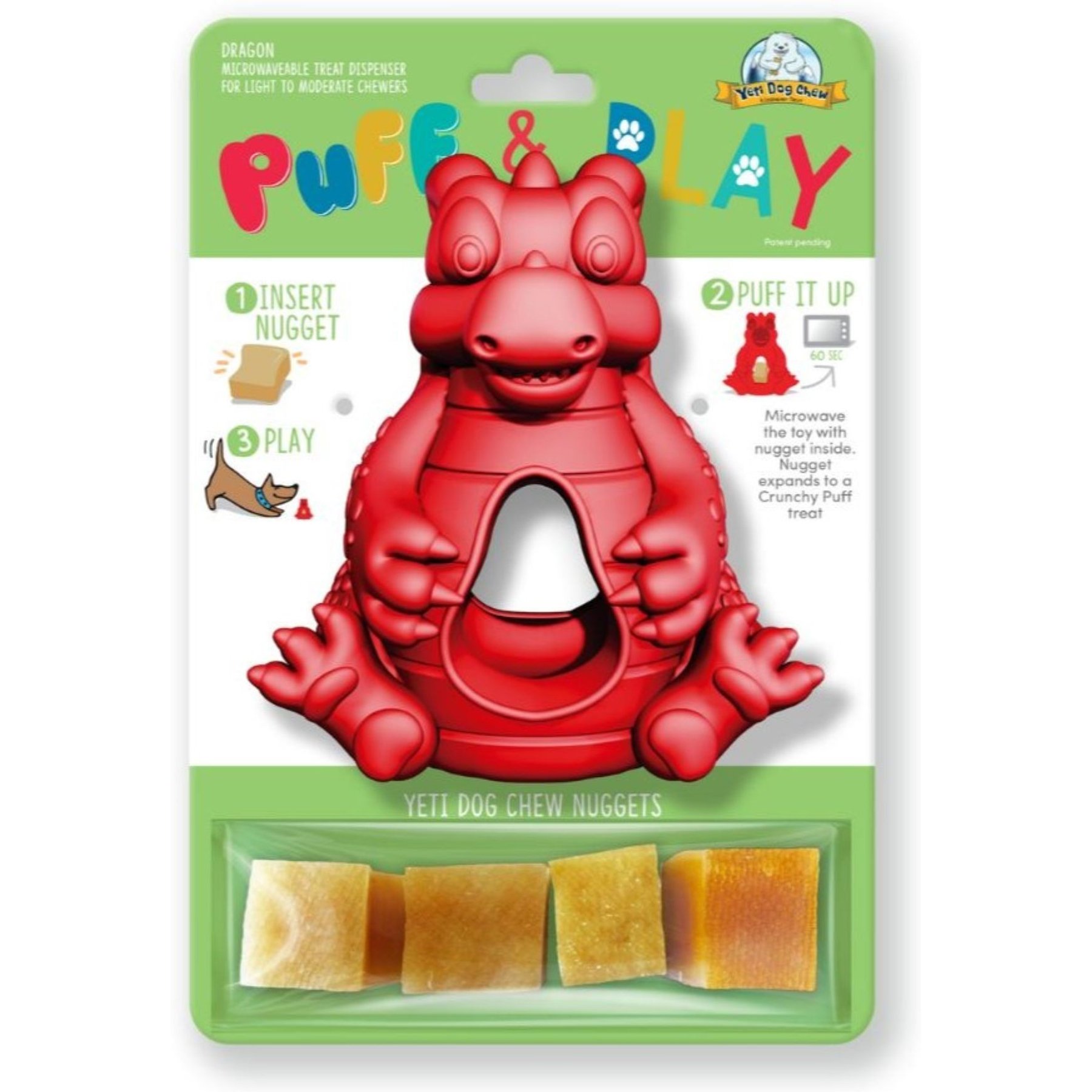 Yeti Dog Chew Dragon Puff & Play Dog Toy, Red