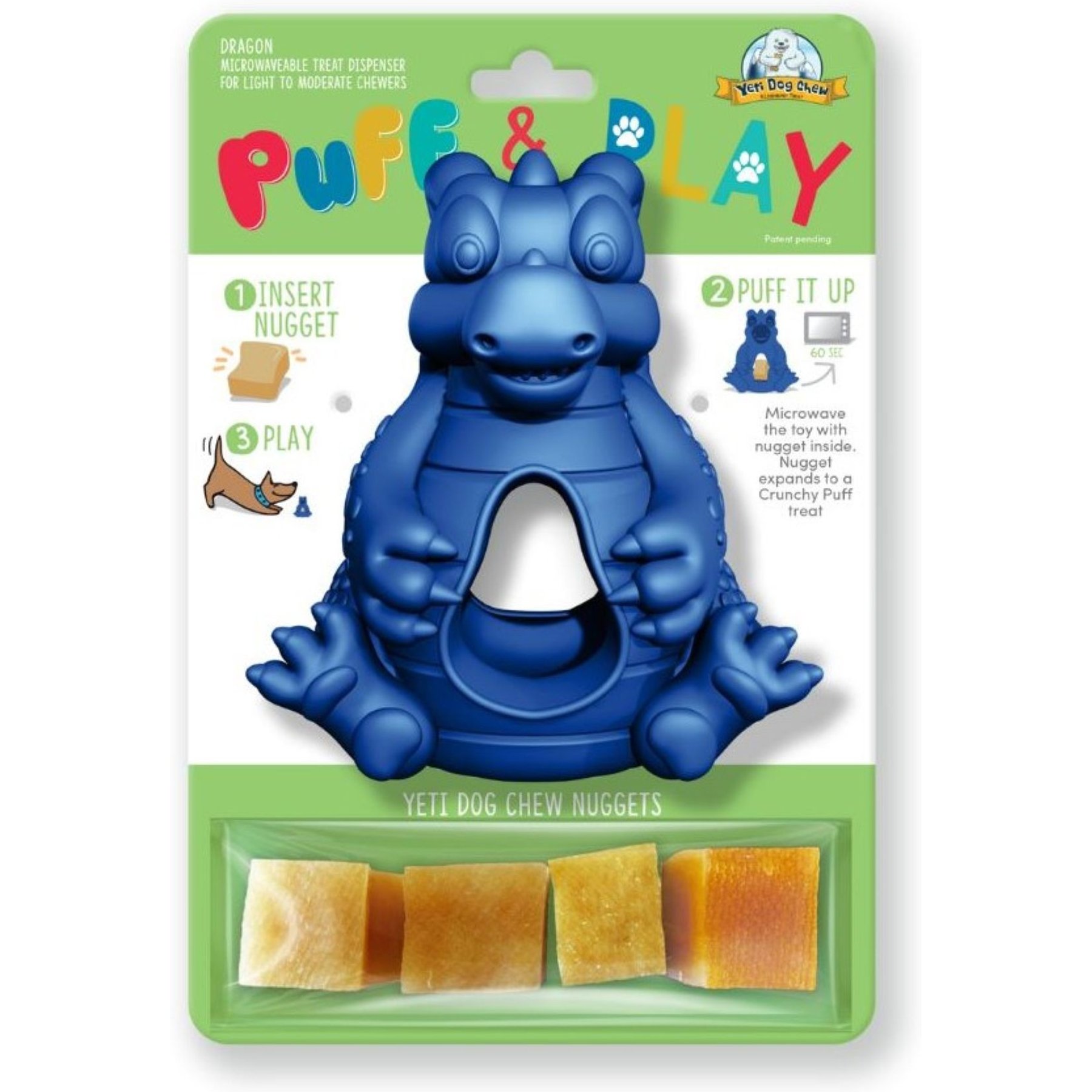 Yeti Dog Chew Dragon Puff & Play Dog Toy, Blue