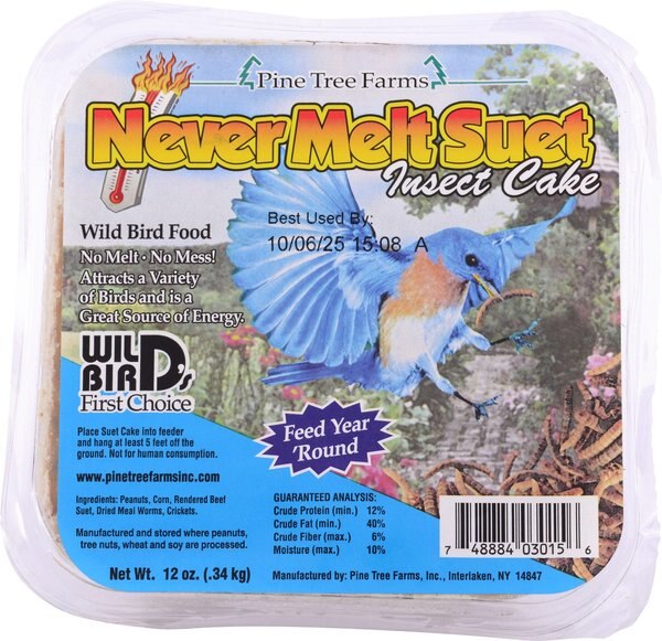 PINE TREE FARMS Never Melt Suet Insect Cake Bird Food, 12-oz tray, 12 ...