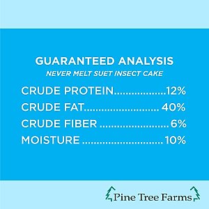 Pine Tree Farms Never Melt Suet Insect Cake Bird Food, 12-oz tray, 12 count