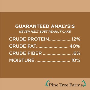 Pine Tree Farms Never Melt Suet Peanut Cake Bird Food, 12-oz tray, 12 count