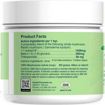 Show full view: Animal Essentials Longevity Reishi Mushroom Cat & Dog Vitamin Supplement slide 3 of 4