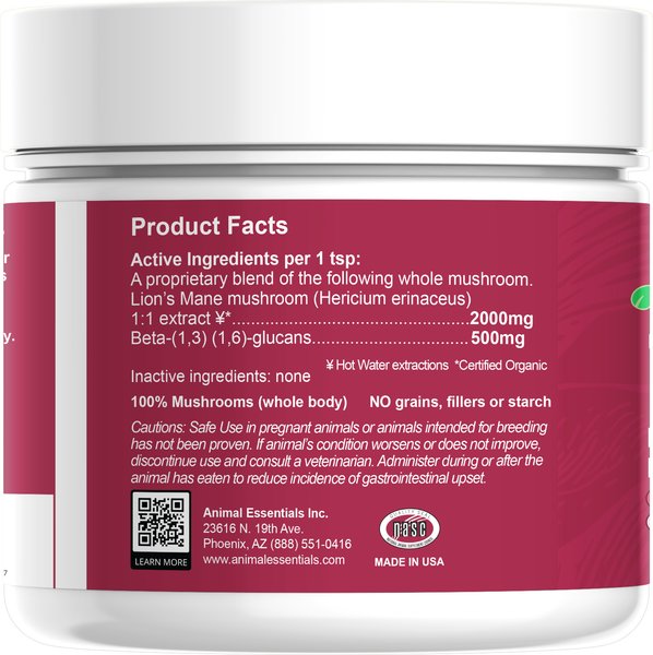 Animal Essentials Focus Lions Mane Cat & Dog Vitamin Supplement, 50-gm jar