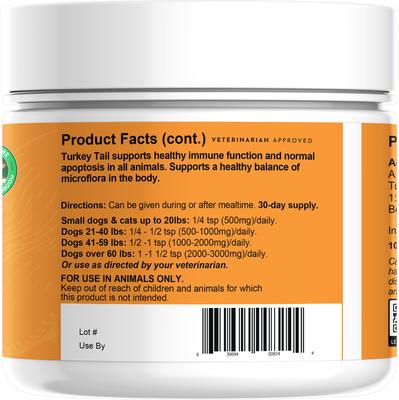 Show full view: Animal Essentials Combat Turkey Tail Mushroom Cat & Dog Vitamin Supplement, 70-gm jar slide 4 of 5