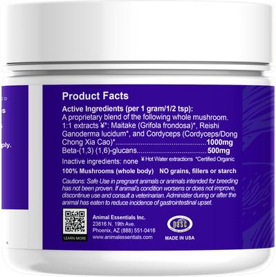 Show full view: Animal Essentials Mushroom Defense Cat & Dog Vitamin Supplement, 80-gm jar slide 3 of 4