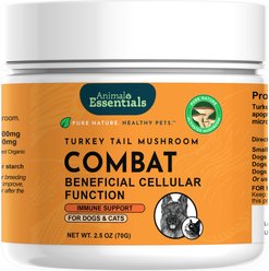 Animal Essentials Combat Turkey Tail Mushroom Cat & Dog Vitamin Supplement, 70-gm jar