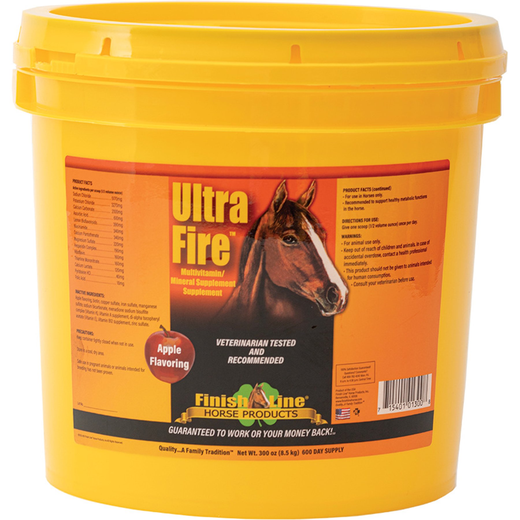 Finish Line Ultra Fire Multivitamin Apple Flavor Powder Horse Supplement, 150-oz tub