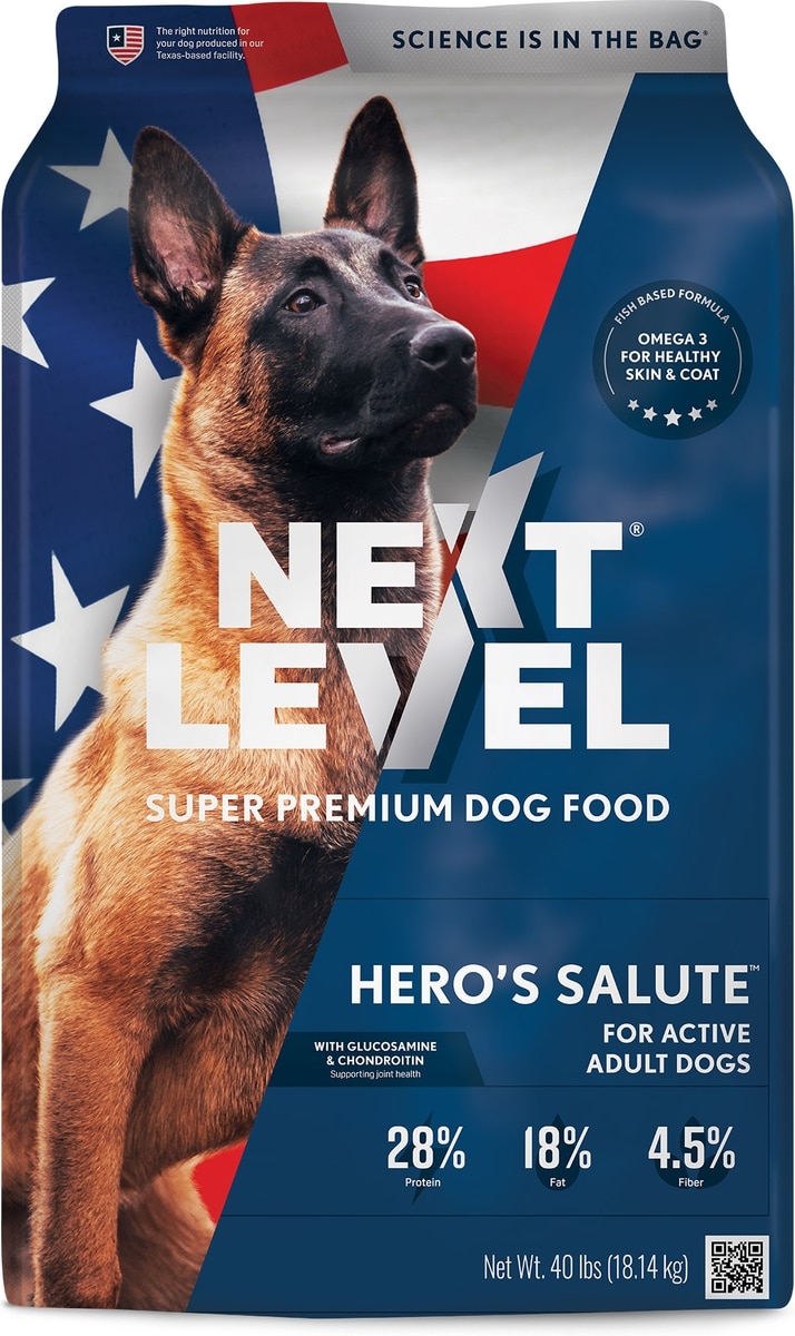 NEXT LEVEL SUPER PREMIUM PET FOOD Hero's Salute Active Adult