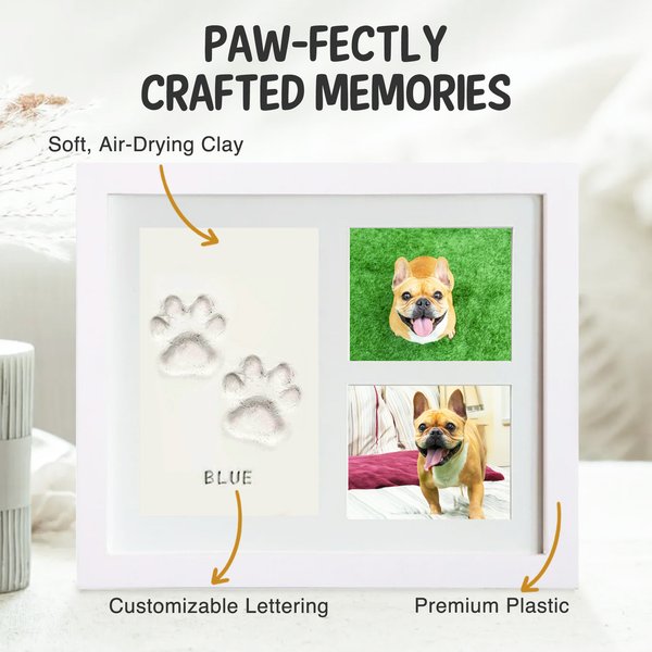 Vila Personalized Dog & Cat Paw Print Clay Imprint Kit with Wooden Picture Frame