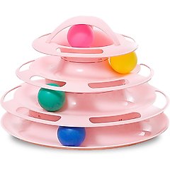 SunGrow Interactive Self Play Entertainment Indoor Exercise Ball Track Ferret & Cat Tower Toy, Pink