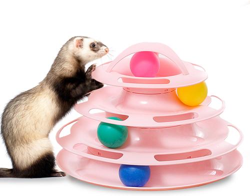Show full view: Vila Interactive Self Play Entertainment Indoor Exercise Ball Track Ferret & Cat Tower Toy, Pink slide 3 of 9
