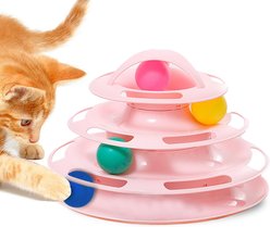 Vila Interactive Self Play Entertainment Indoor Exercise Ball Track Ferret & Cat Tower Toy, Pink