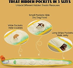 Nocciola Ribbon Eel Snuffle Squeaky Stuffing-Free Plush Dog Toy, Yellow/Green slide 2 of 6