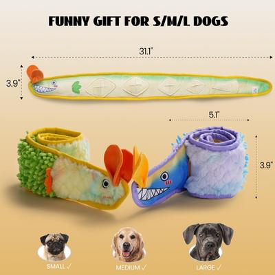Show full view: Nocciola Ribbon Eel Snuffle Squeaky Stuffing-Free Plush Dog Toy, Yellow/Green slide 2 of 8