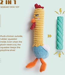 Nocciola 2-in-1 Chicken Lives Twice Stuffed Squeaky Dog Toy, Yellow slide 2 of 8
