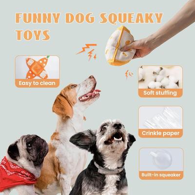 Show full view: Nocciola 5 Pack Tangerine Squeaky Interactive Dog Toy, Yellow slide 7 of 9
