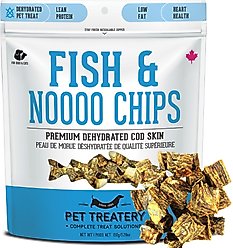 The Granville Island Pet Treatery Fish & Noooo Chips Dehydrated Wild Cod Skin Dog Treats, 5.29-oz bag
