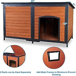 FunXplore Outdoor Weatherproof Dog Kennel, Brown, 59.1-in slide 2 of 6