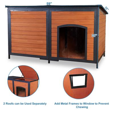 Show full view: FunXplore Outdoor Weatherproof Dog Kennel, Brown, 59.1-in slide 6 of 6