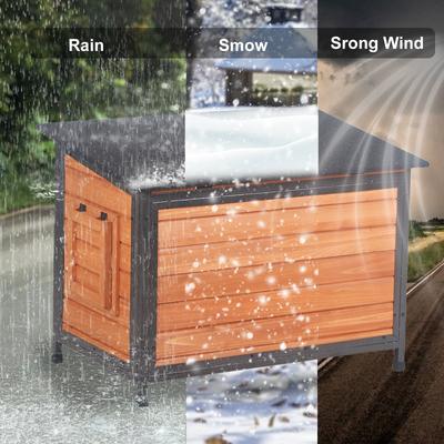 Show full view: FunXplore Insulated Outdoor Dog Kennel, Brown, 34.3-in slide 4 of 6