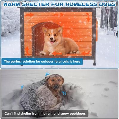 Show full view: FunXplore Insulated Outdoor Dog Kennel, Brown, 34.3-in slide 2 of 6