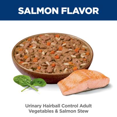 Show full view: Hill's Science Diet Adult Urinary Hairball Control Vegetable & Salmon Stew Wet Cat Food, 2.9-oz can, case of 24 slide 5 of 11