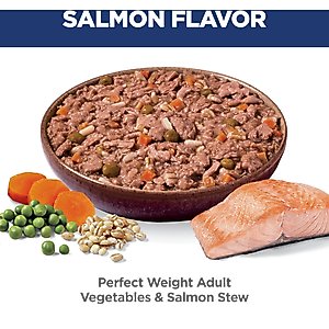 Hill's Science Diet Adult Perfect Weight Management Vegetables & Salmon Stew Wet Dog Food, 2.8-oz pouch, case of 24