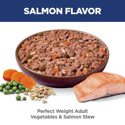 Show full view: Hill's Science Diet Adult Perfect Weight Management Vegetables & Salmon Stew Wet Dog Food, 2.8-oz pouch, case of 24 slide 5 of 12