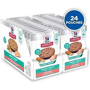 Hill's Science Diet Adult Perfect Weight Management Vegetables & Salmon Stew Wet Dog Food, 2.8-oz pouch, case of 24