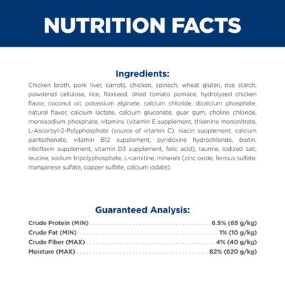 Show full view: Hill's Science Diet Adult Perfect Weight Management Vegetables & Chicken Stew Wet Cat Food, 2.8-oz pouch, case of 24 slide 6 of 12
