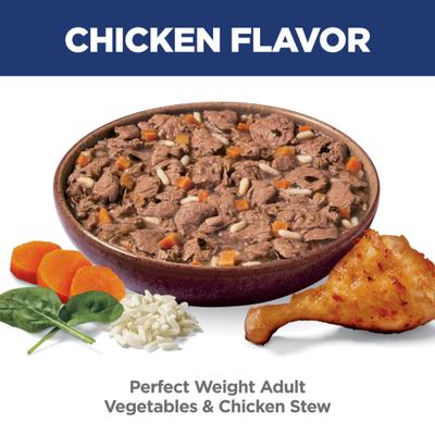 Show full view: Hill's Science Diet Adult Perfect Weight Management Vegetables & Chicken Stew Wet Cat Food, 2.8-oz pouch, case of 24 slide 5 of 12