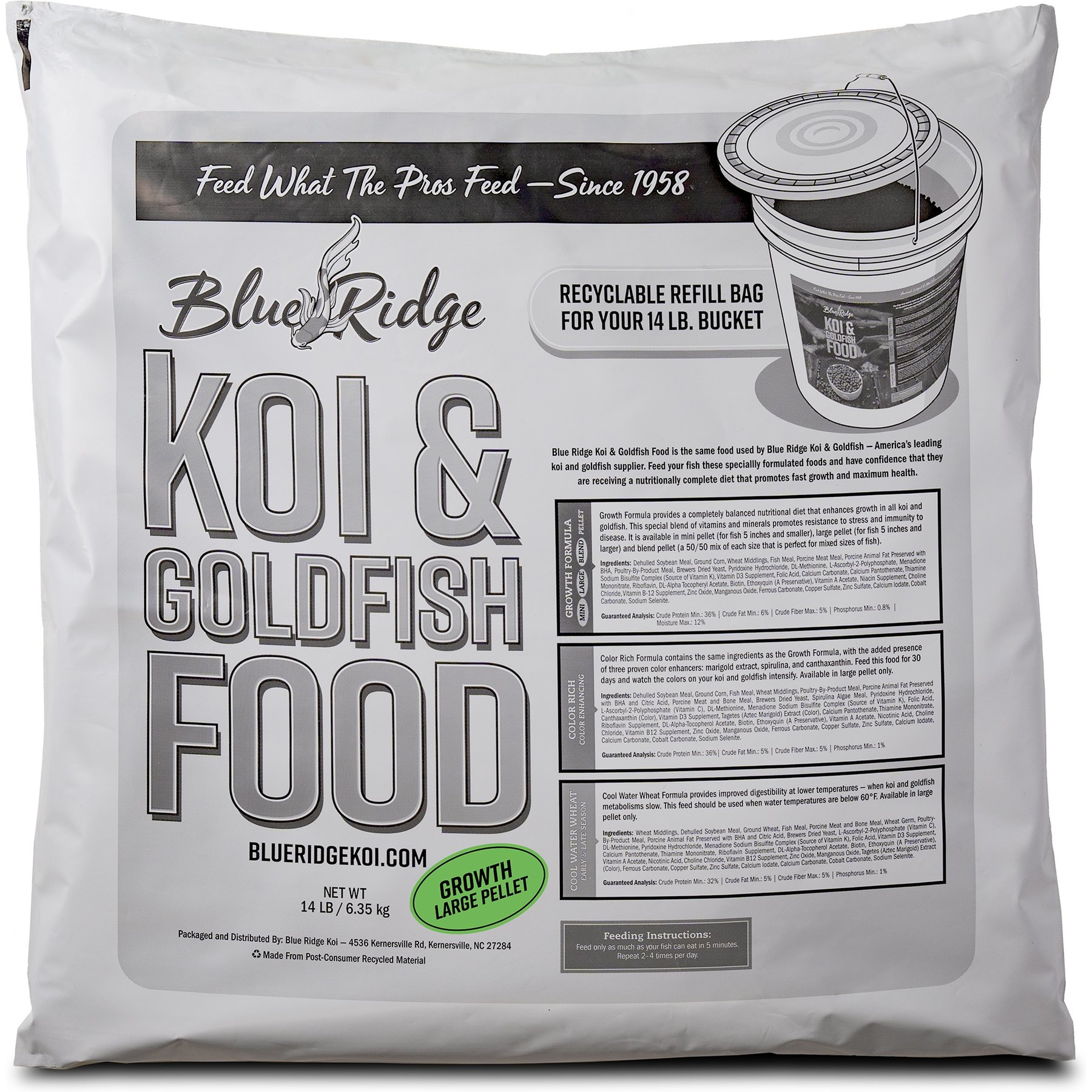Blue Ridge Koi & Goldfish Mini Pellet Growth Formula Koi & Goldfish Food, 14-lb bag