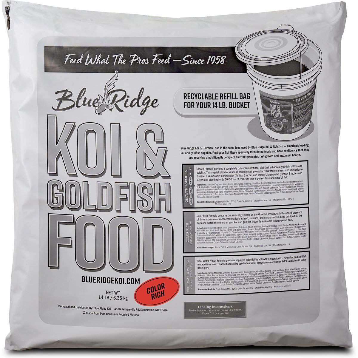 Blue Ridge Koi & Goldfish Color Rich Formula Koi & Goldfish Food, 14-lb bag