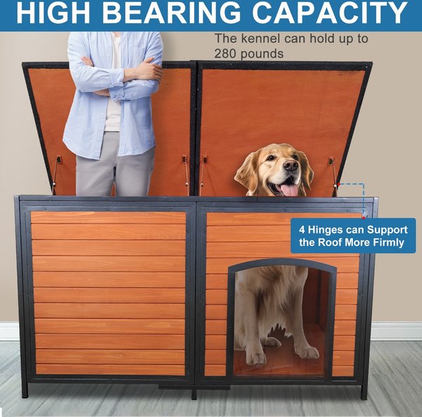 FunXplore Outdoor Dog Kennel, Brown, 34.3-in