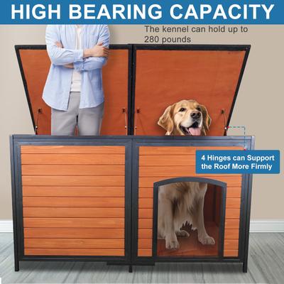 Show full view: FunXplore Outdoor Weatherproof Dog Kennel, Brown, 59.1-in slide 5 of 6