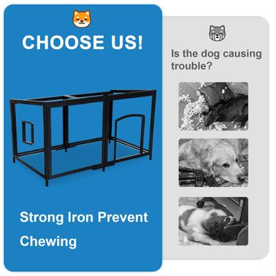 Show full view: FunXplore Outdoor Weatherproof Dog Kennel, Brown, 59.1-in slide 2 of 6