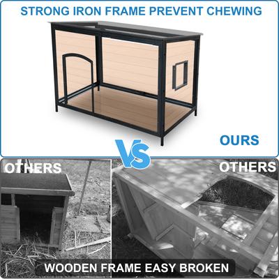 Show full view: FunXplore Insulated Outdoor Dog Kennel, Brown, 34.3-in slide 5 of 6