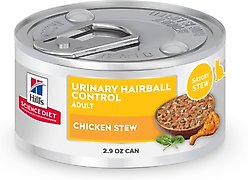 Hill's Science Diet Adult Urinary Hairball Control Chicken & Vegetable Stew Wet Cat Food, 2.9-oz can, case of 24