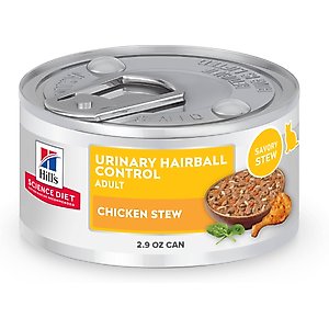 Hill's Science Diet Adult Urinary Hairball Control Chicken & Vegetable Stew Wet Cat Food, 2.9-oz can, case of 24