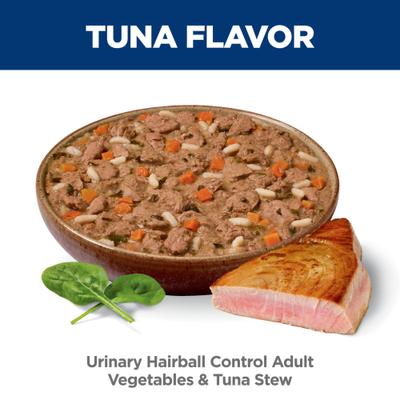 Show full view: Hill's Science Diet Adult Urinary Hairball Control Vegetable & Tuna Stew Wet Cat Food, 2.9-oz can, case of 24 slide 5 of 11