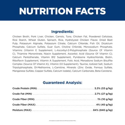 Show full view: Hill's Science Diet Adult Urinary Hairball Control Vegetable & Tuna Stew Wet Cat Food, 2.9-oz can, case of 24 slide 6 of 11