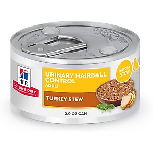 Hill's Science Diet Adult Urinary Hairball Control Turkey & Vegetable Stew Wet Cat Food, 2.9-oz can, case of 24