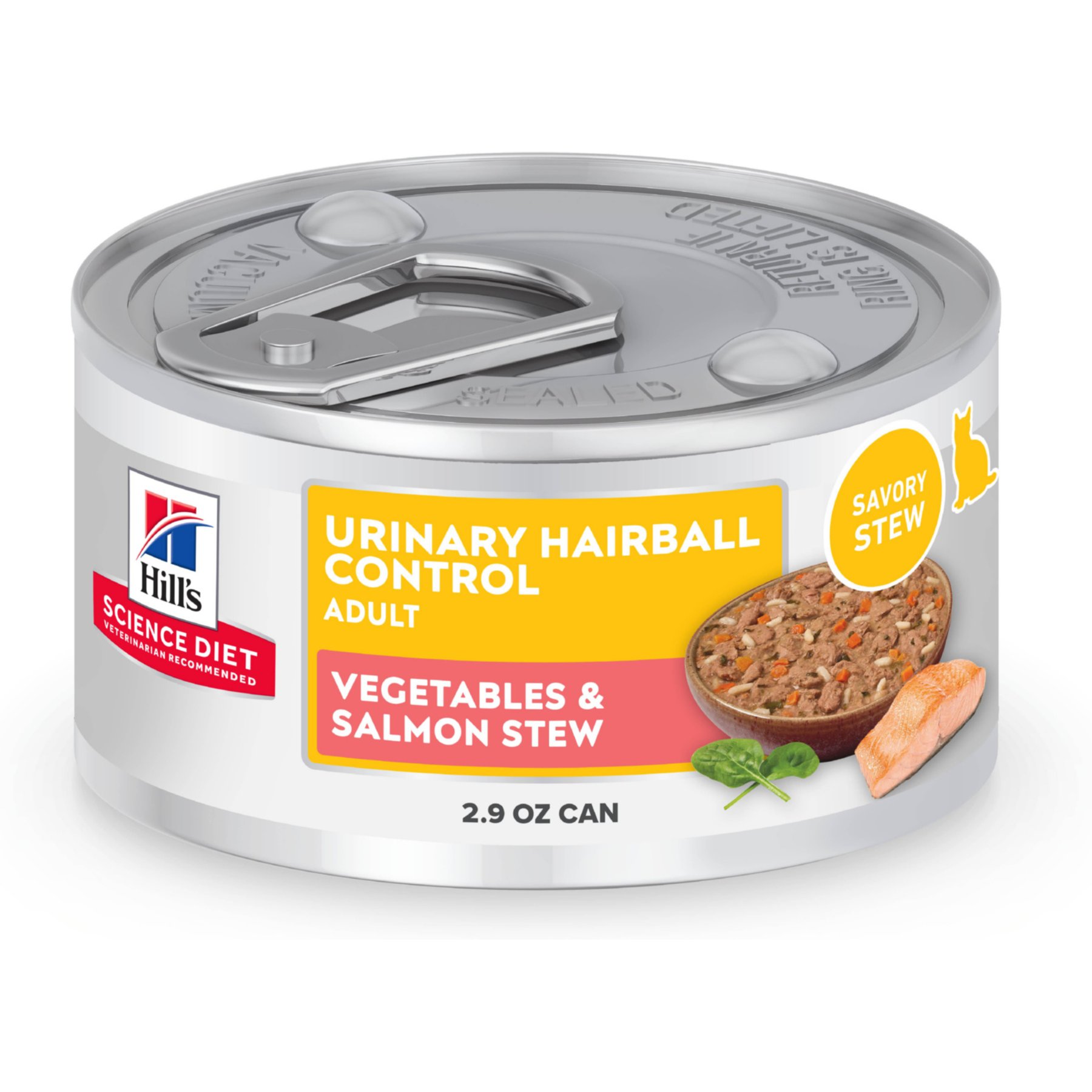 Hill's Science Diet Adult Urinary Hairball Control Vegetable & Salmon Stew Wet Cat Food, 2.9-oz can, case of 24