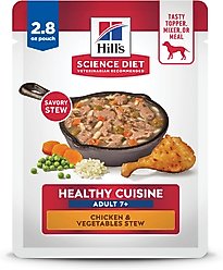 Hill's Science Diet Adult 7+ Healthy Cuisine Chicken & Vegetables Stew Wet Dog Food, 2.8-oz pouch, case of 24