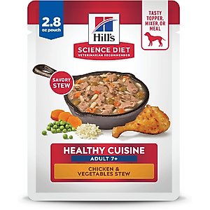 Hill's Science Diet Adult 7+ Healthy Cuisine Chicken & Vegetables Stew Wet Dog Food, 2.8-oz pouch, case of 24