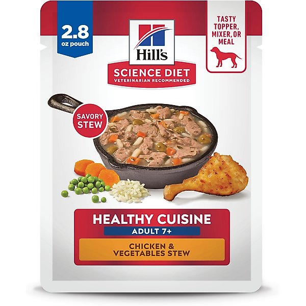 Hill's Science Diet Adult 7+ Healthy Cuisine Chicken & Vegetables Stew Wet Dog Food, 2.8-oz pouch, case of 24