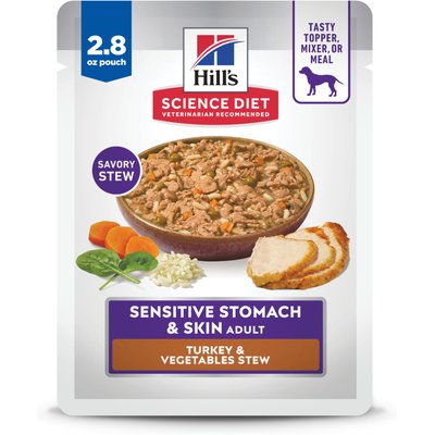 Hill's Science Diet Hill's Science Diet Adult Sensitive Stomach & Sensitive Skin Turkey & Vegetables Stew Wet Dog Food, 2.8-oz pouch, case of 24