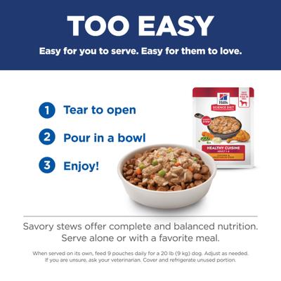 Show full view: Hill's Science Diet Adult Healthy Cuisine Chicken & Vegetables Stew Wet Dog Food, 2.8-oz pouch, case of 24 slide 7 of 12